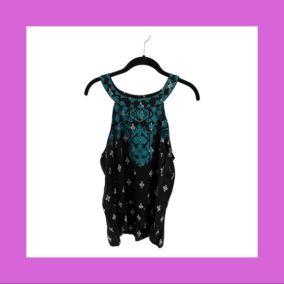 Teal Embroidered THML Clothing Tank-Style Blouse - Picture 1 of 5